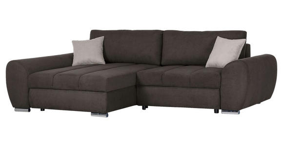 ECKSOFA Schlammfarben Flachgewebe  - Chromfarben/Hellbraun, KONVENTIONELL, Textil/Metall (175/270cm) - Carryhome