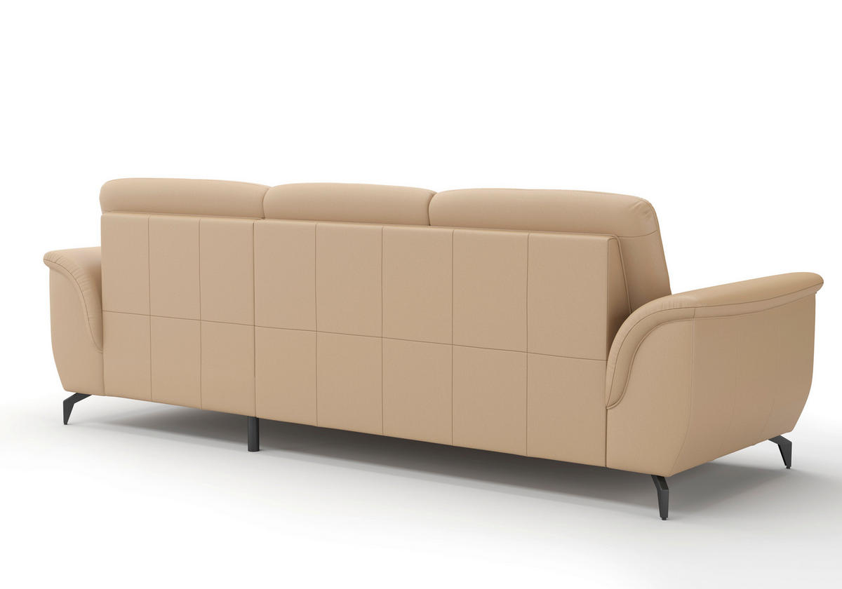 ECKSOFA in Echtleder Cappuccino  262/164 cm  - Schwarz/Cappuccino, MODERN, Leder/Metall (262/164cm) - Sit & More