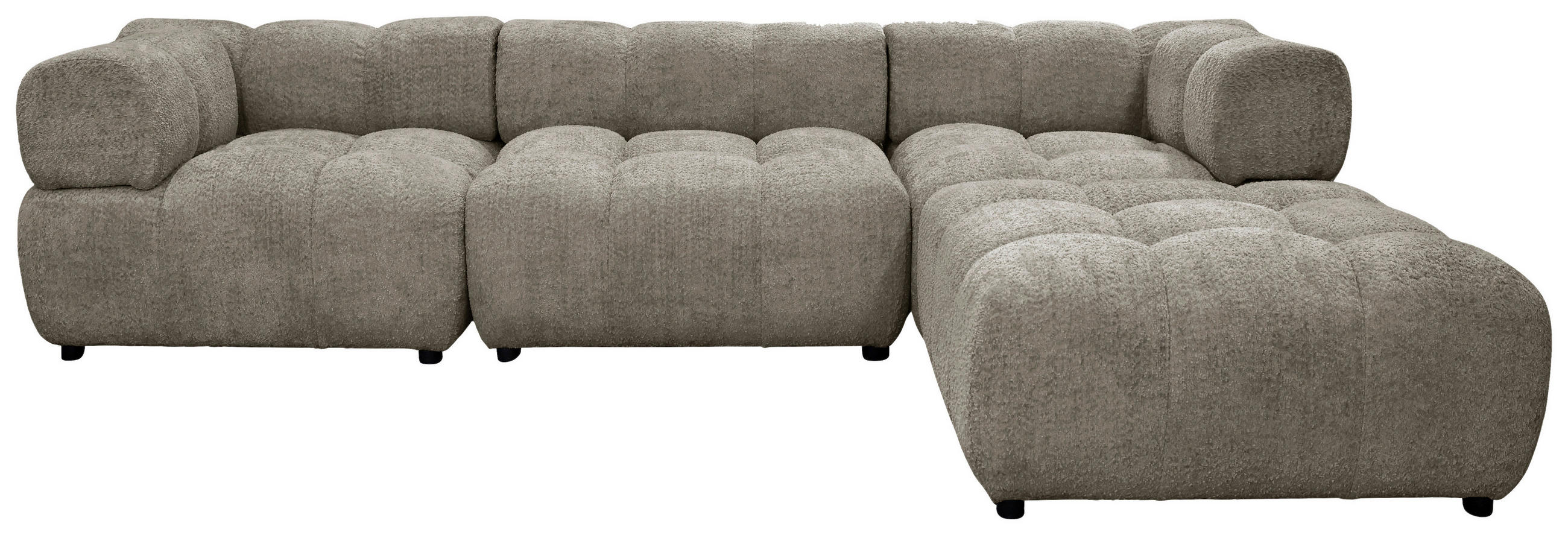 ECKSOFA ZAK Hellbraun Bouclé  - Hellbraun/Schwarz, Design, Kunststoff/Textil (280/186cm) - MID.YOU