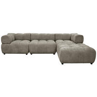 ECKSOFA ZAK in Bouclé Hellbraun  280/186 cm  - Hellbraun/Schwarz, Design, Kunststoff/Textil (280/186cm) - MID.YOU