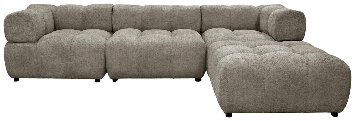 ECKSOFA ZAK in Bouclé Hellbraun  280/186 cm  - Hellbraun/Schwarz, Design, Kunststoff/Textil (280/186cm) - MID.YOU