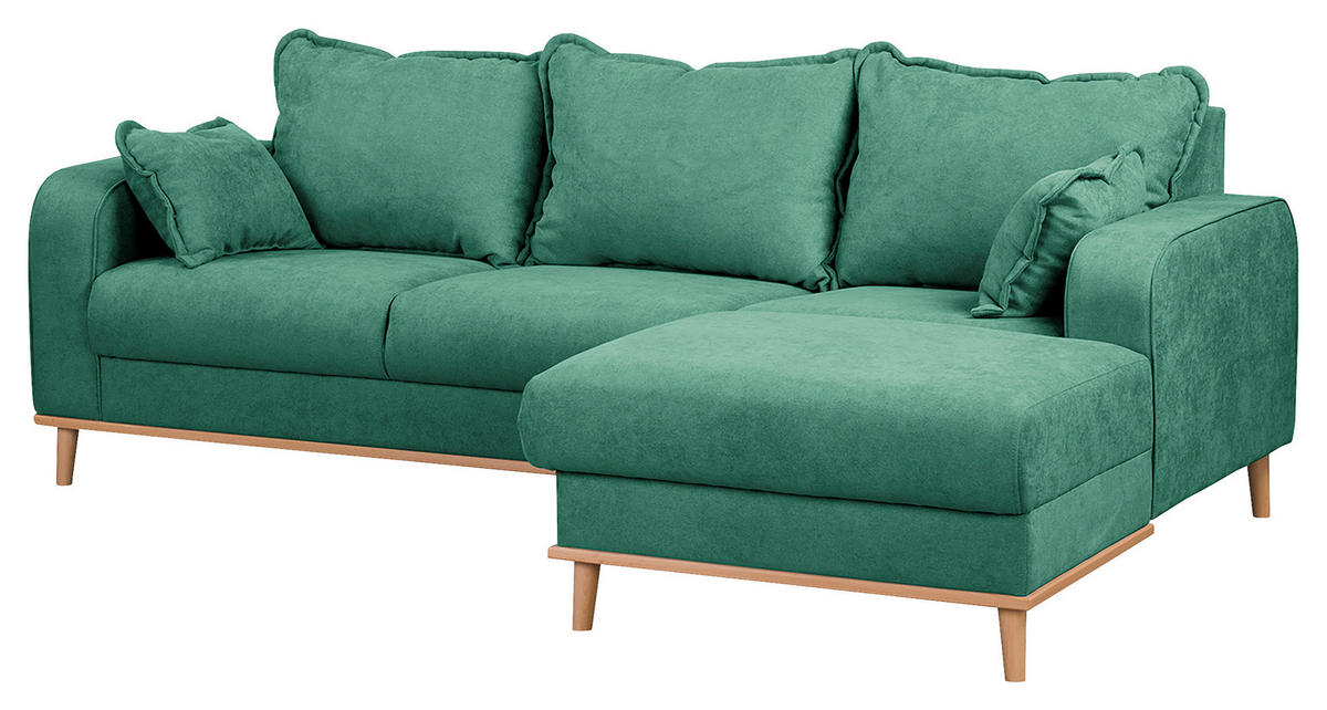 ECKSOFA in Mikrofaser Mintgrün  - Wengefarben/Mintgrün, Design, Holz/Textil (230/150cm) - Livetastic
