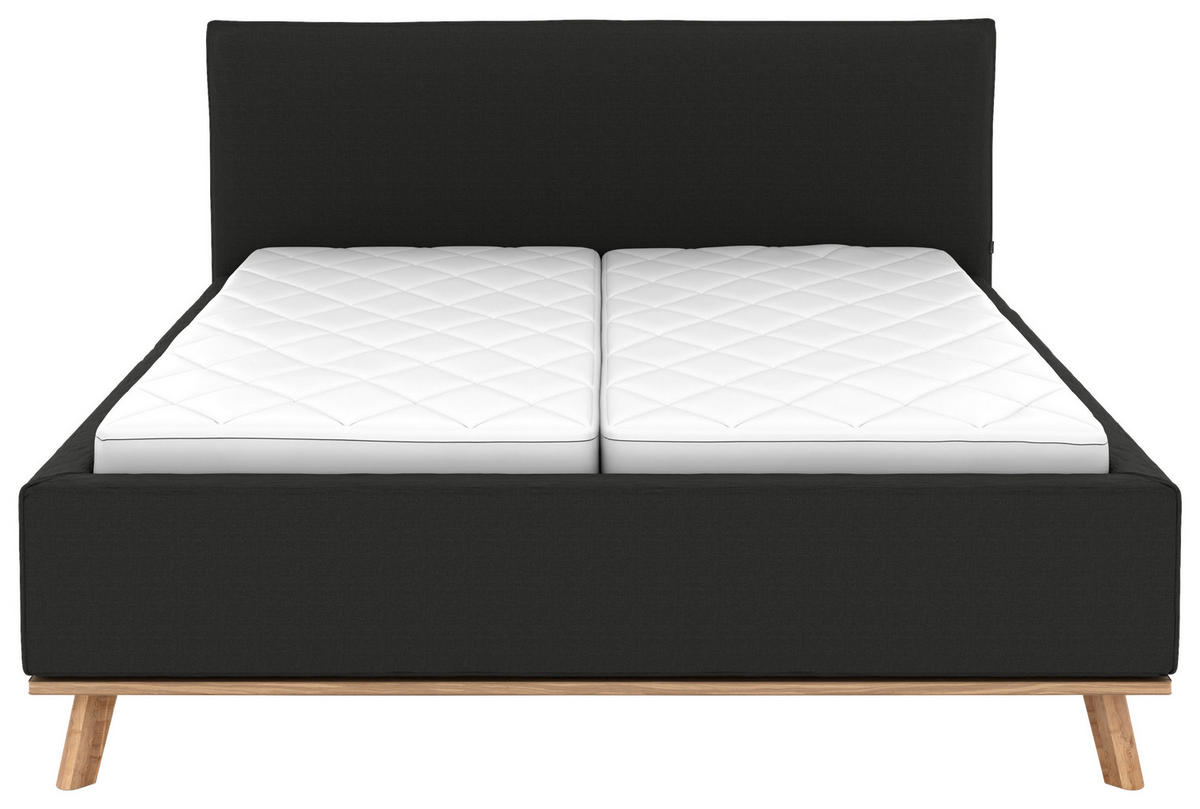 POLSTERBETT Matratze, Lattenrost, Bettkasten 160/200 cm  in Anthrazit  - Eichefarben/Anthrazit, Design, Holz/Textil (160/200cm) - Musterring