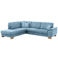 ECKSOFA in Mikrofaser Hellblau  - Wildeiche/Beige, KONVENTIONELL, Holz/Textil (236/286cm) - Voleo