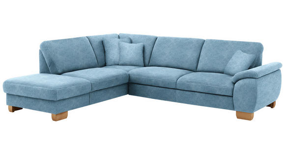 ECKSOFA in Mikrofaser Hellblau  - Wildeiche/Beige, KONVENTIONELL, Holz/Textil (236/286cm) - Voleo