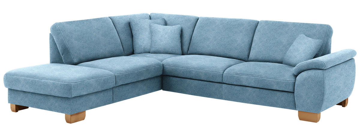 ECKSOFA in Mikrofaser Hellblau  236/286 cm  - Wildeiche/Beige, KONVENTIONELL, Holz/Textil (236/286cm) - Voleo