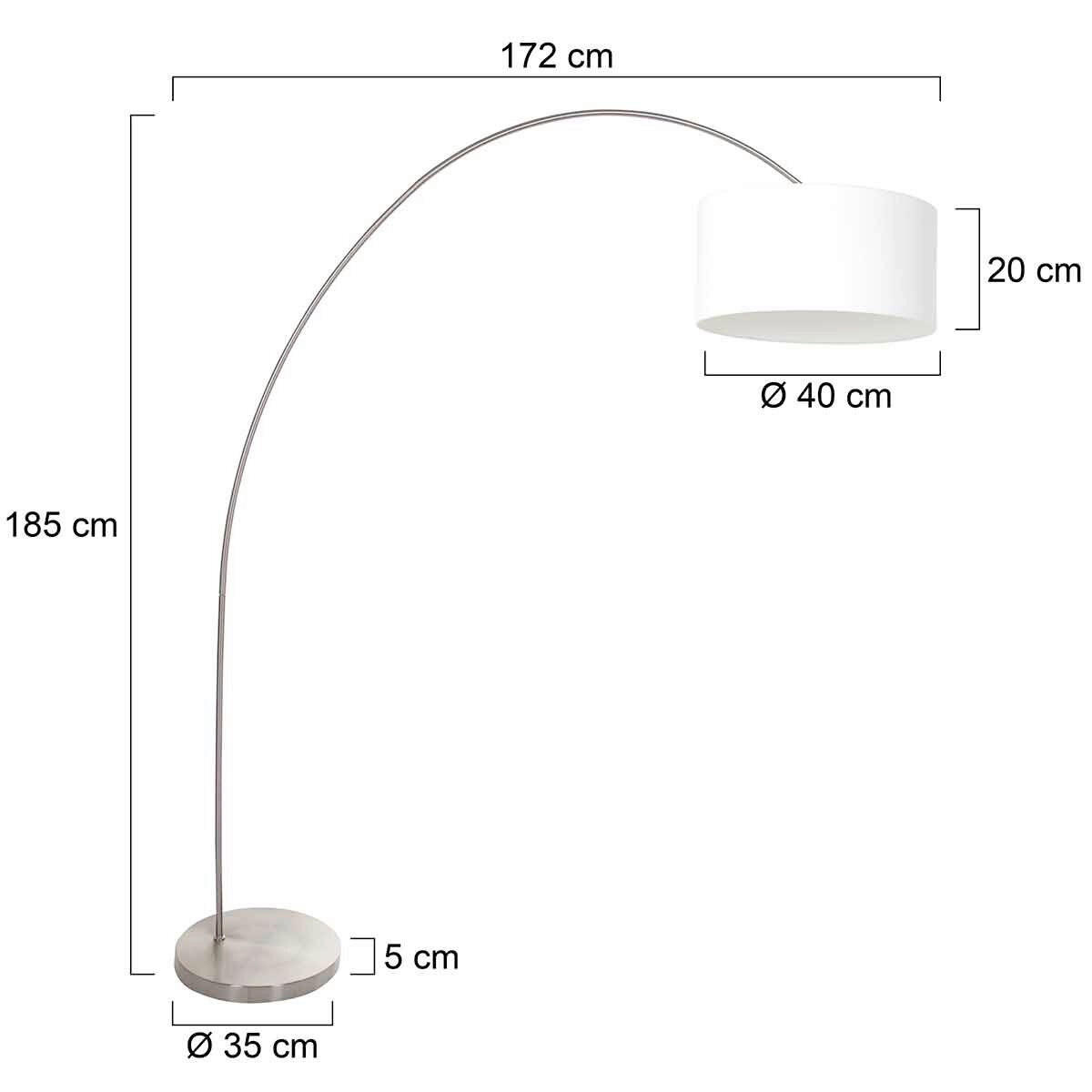 STEHLEUCHTE 40/185/172 cm  - Silberfarben/Weiß, Trend, Glas/Metall (40/185/172cm)