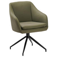 ARMLEHNSTUHL  in Eisen Echtleder pigmentiert  - Schwarz/Grün, Design, Leder/Metall (61/83/61,5cm) - Cassando