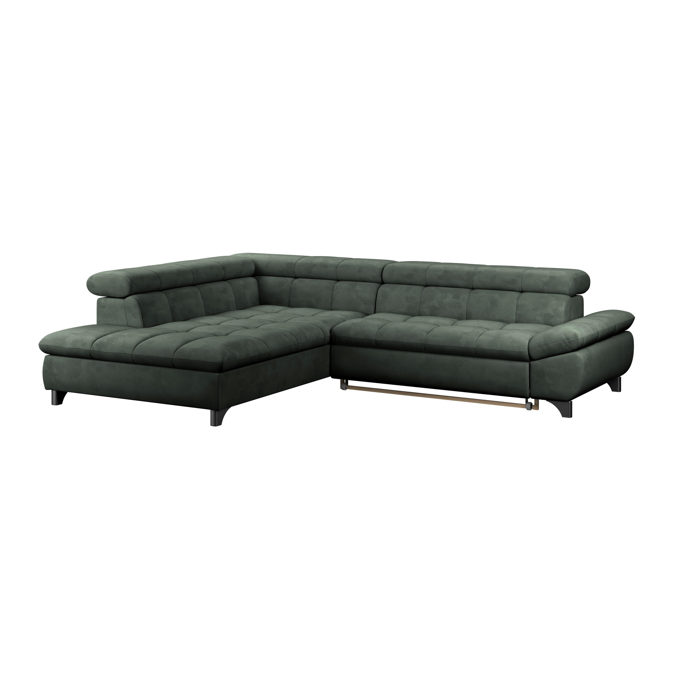 ECKSOFA Grün Chenille  - Chromfarben/Grün, KONVENTIONELL, Textil/Metall (234/312cm) - Livetastic