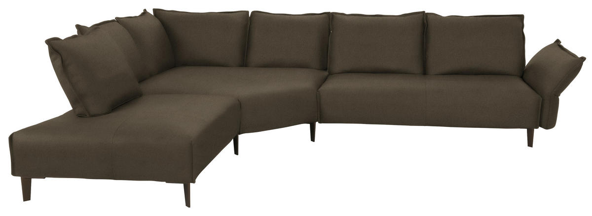 ECKSOFA in Echtleder Dunkelgrün  - Dunkelgrün/Schwarz, Design, Leder/Metall (272/340cm) - W.Schillig