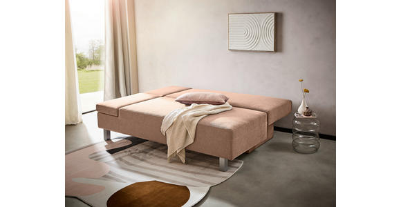 SCHLAFSOFA Flachgewebe Altrosa - Chromfarben/Altrosa, Design, Holz/Textil (205/77-93/99cm) - Novel