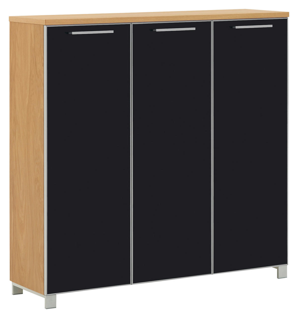 SCHUHSCHRANK Eiche furniert Anthrazit, Eichefarben  - Chromfarben/Eichefarben, Design, Glas/Holz (126/126/37cm)