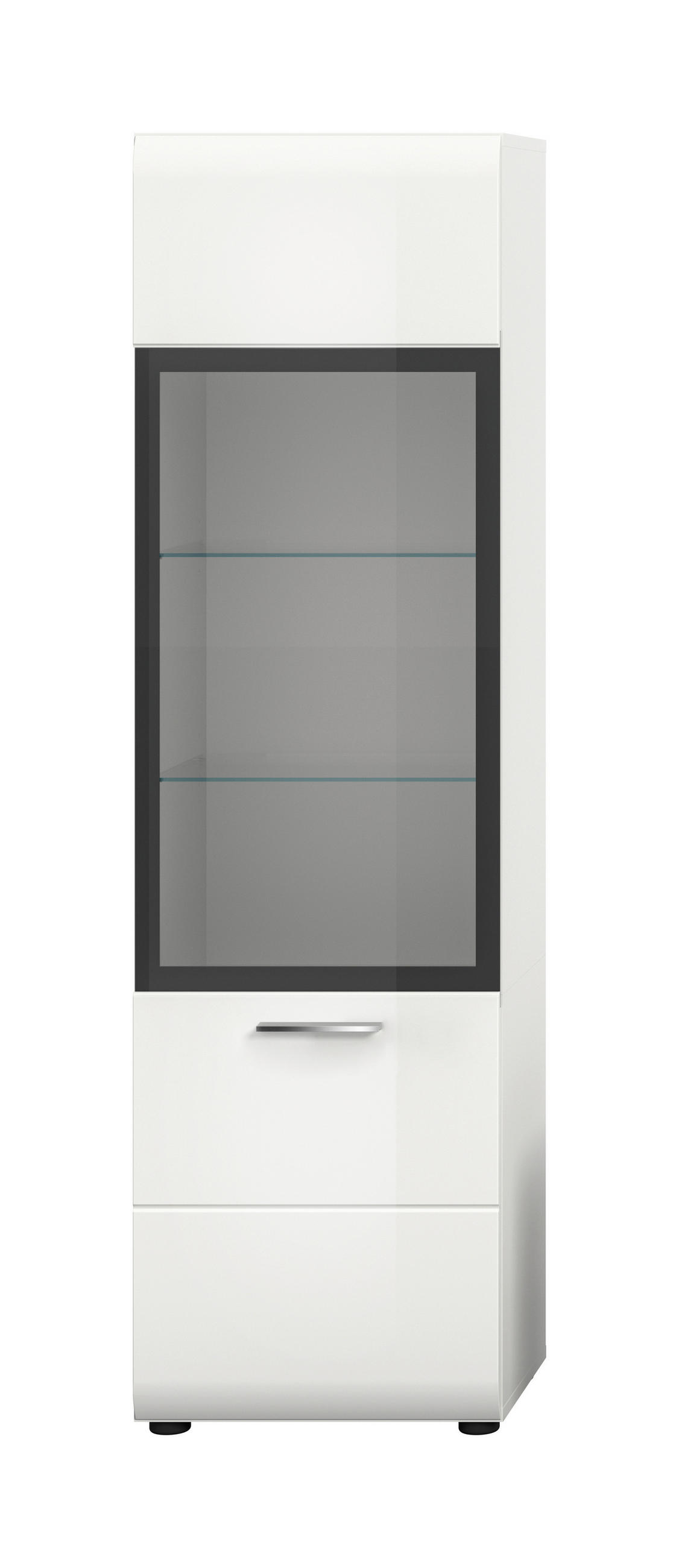 VITRINE  in Weiß, Weiß Hochglanz  - Weiß Hochglanz/Silberfarben, Design, Glas/Holzwerkstoff (45/160/34cm) - Livetastic
