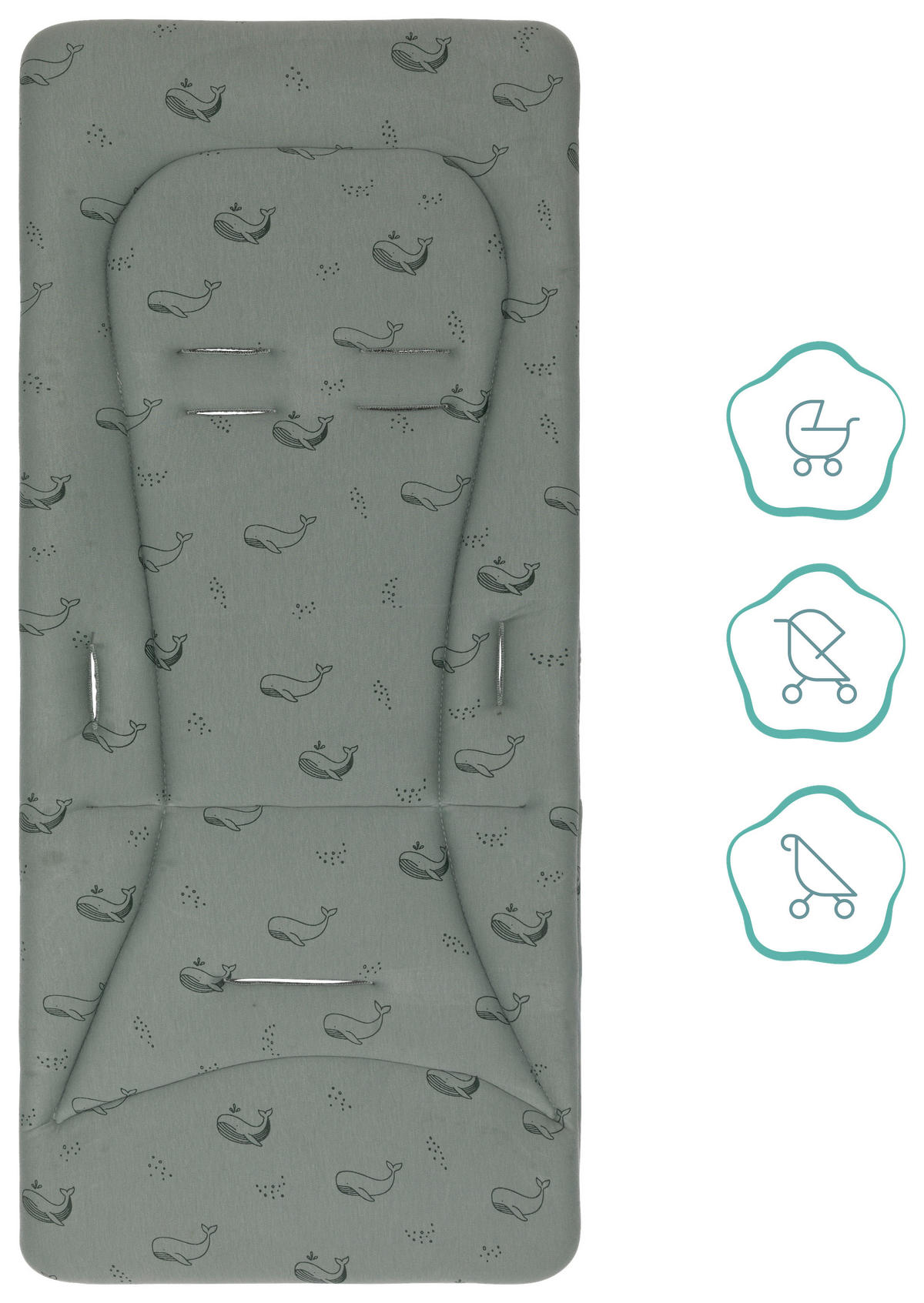 KINDERWAGENEINLAGE - Salbeigrün, Basics, Kunststoff/Textil (30/73cm) - Jimmylee