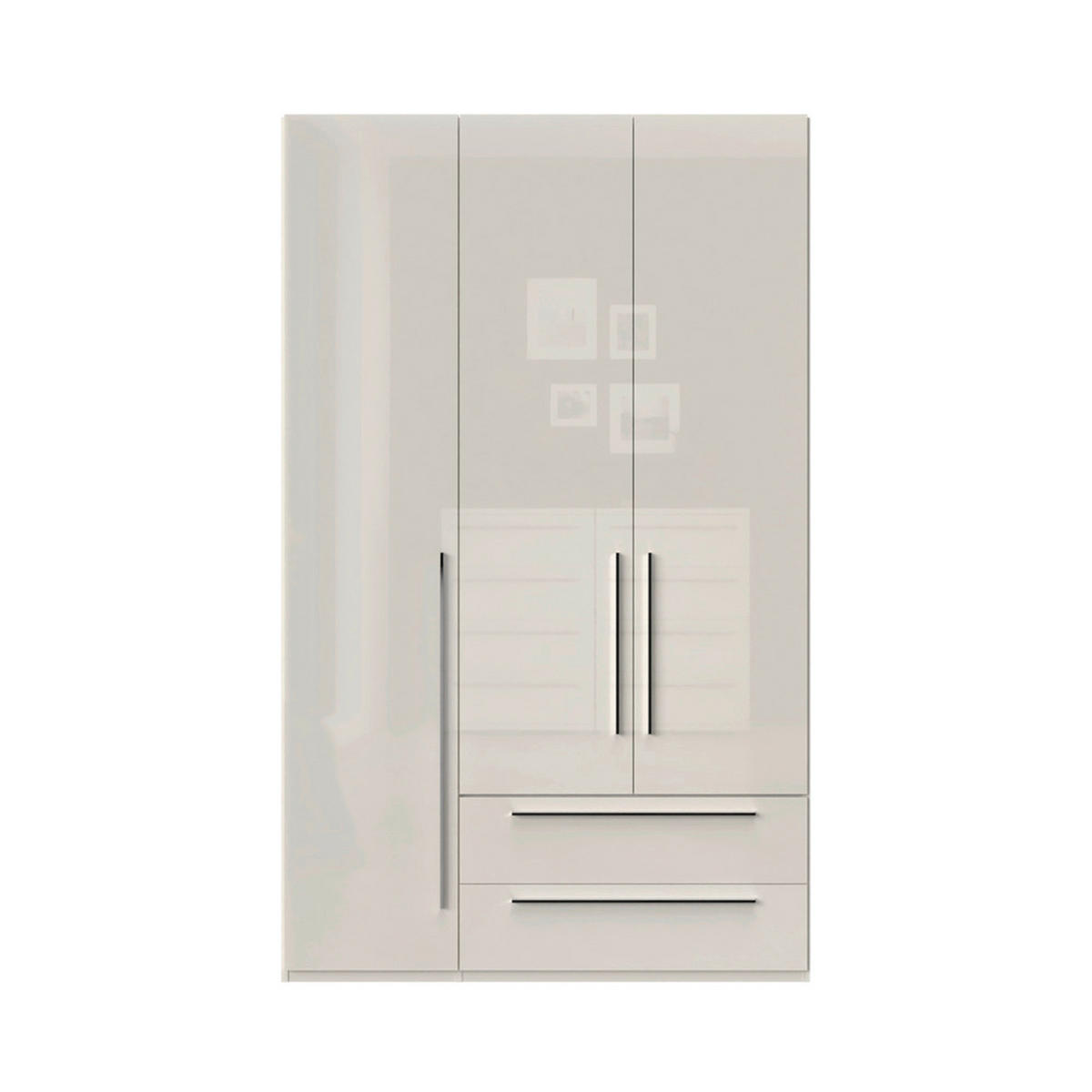 ORMAR SA KLASIČNIM VRATIMA bela, bež  137/224/56 cm  - bela visoki sjaj/bela, Dizajnerski, pločasti materijal/plastika (137/224/56cm)