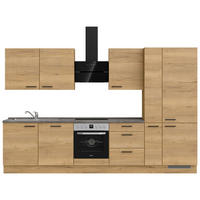 KÜCHENBLOCK 330 cm   in Eichefarben, Schieferfarben  - Schieferfarben/Eichefarben, MODERN, Holzwerkstoff/Metall (330cm) - Nobilia