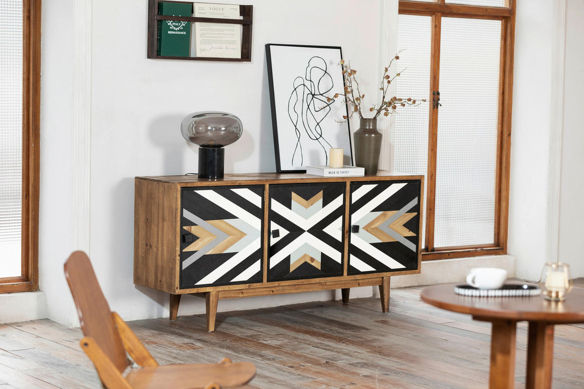 SIDEBOARD  in 159.5/75/42 cm  - Multicolor/Schwarz, KONVENTIONELL, Holz/Holzwerkstoff (159.5/75/42cm) - Livetastic