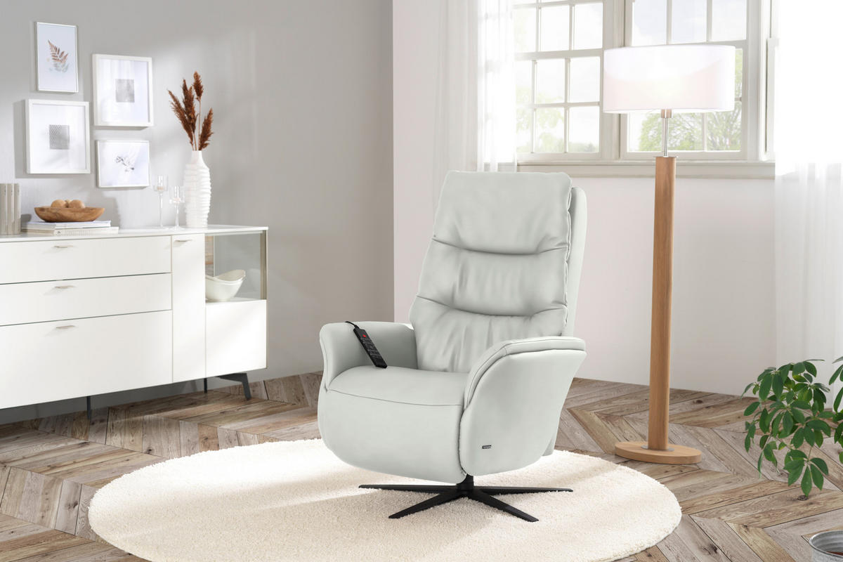 MASSAGESESSEL Echtleder Ecru    - Ecru/Anthrazit, KONVENTIONELL, Leder/Metall (74/114/97cm) - Himolla