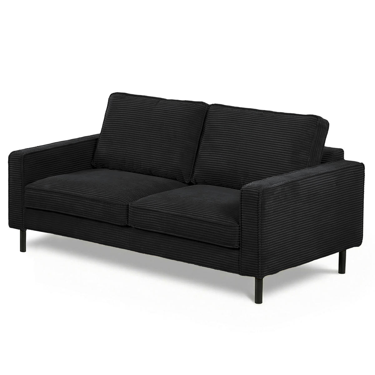 3-SITZER-SOFA  in Cord Schwarz Modern  - Schwarz, Design, Textil/Metall (188/85/92cm) - Livetastic