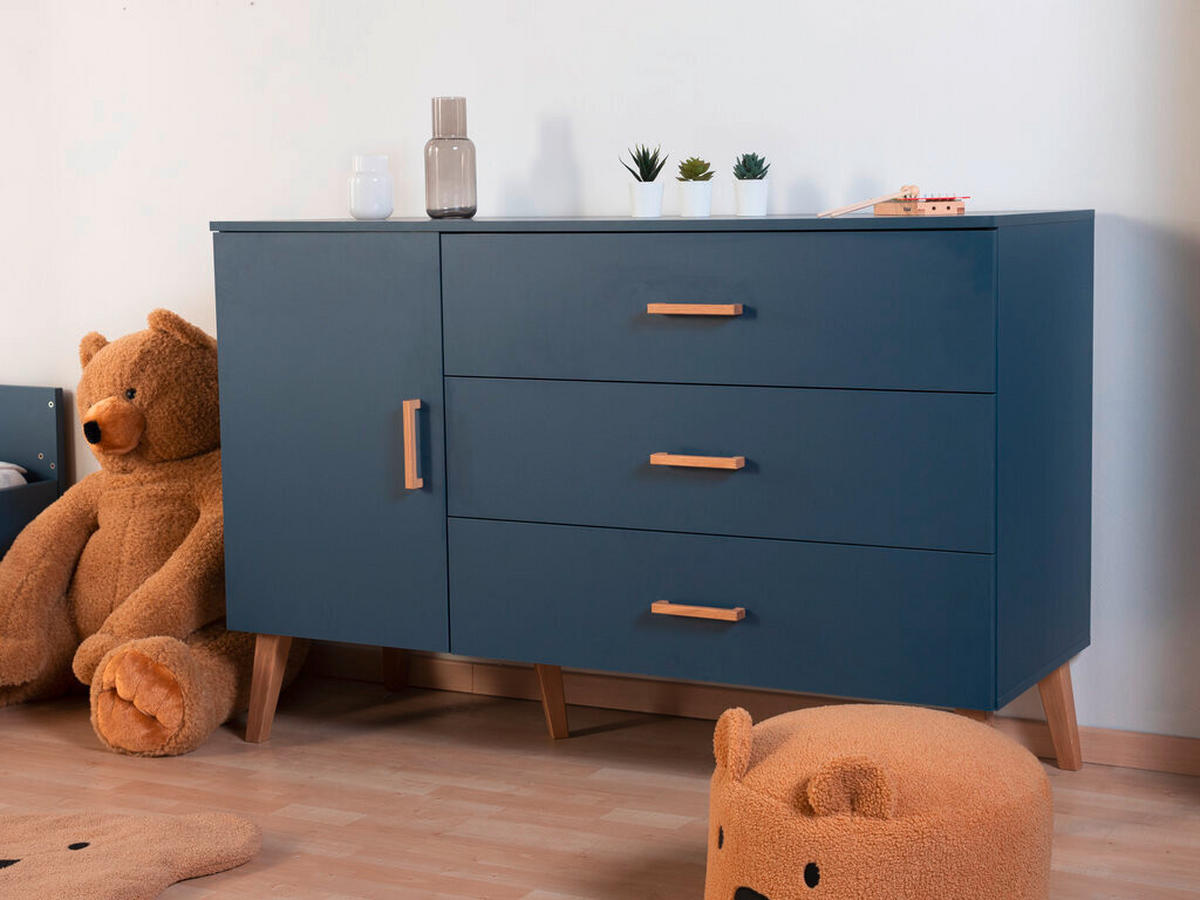 WICKELKOMMODE Bold Blue 2023 Naturfarben, Dunkelblau  - Dunkelblau/Naturfarben, Design, Holz/Holzwerkstoff (137/77/98cm) - Childhome