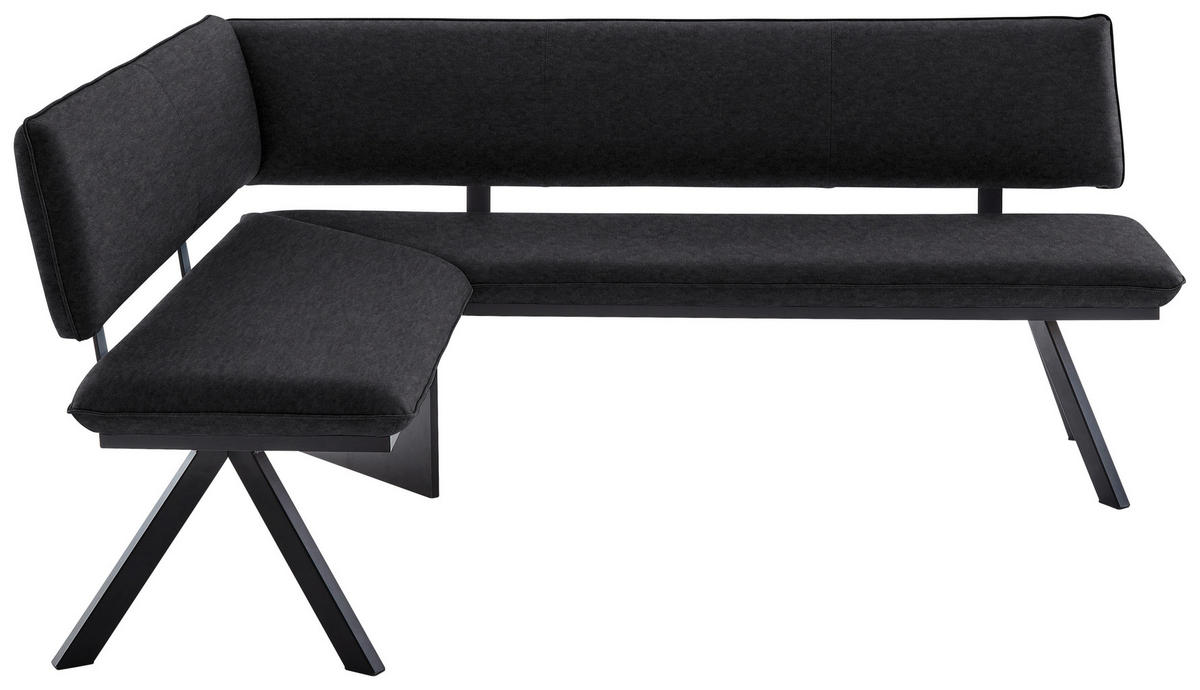 ECKBANK 165/205 cm  in Schwarz  - Schwarz, MODERN, Textil/Metall (165/205cm) - Cantus