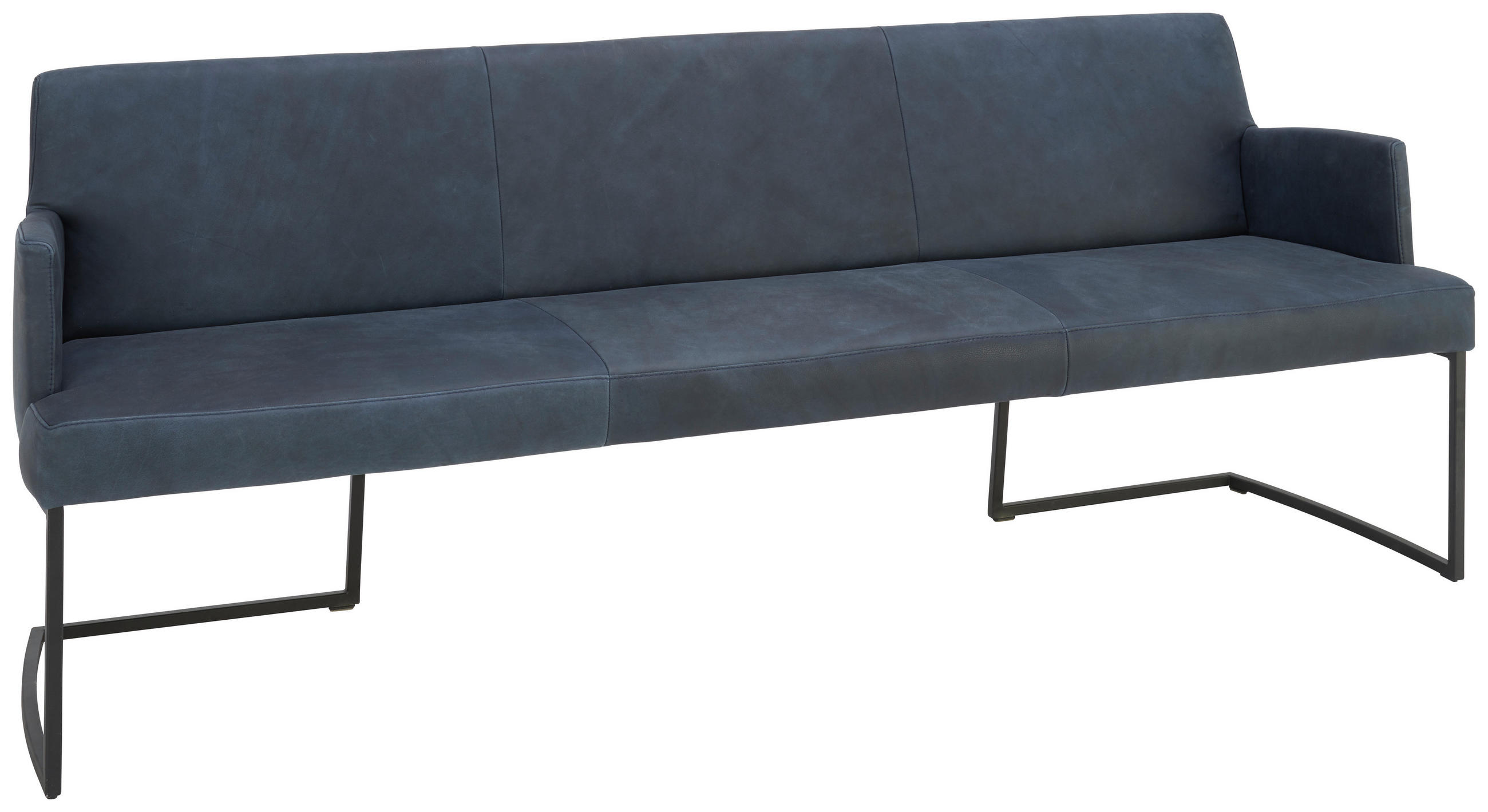 SITZBANK 218/87/66 cm Echtleder Schwarz, Dunkelblau Metall - Schwarz/Dunkelblau, Design, Leder/Metall (218/87/66cm) - Joop!