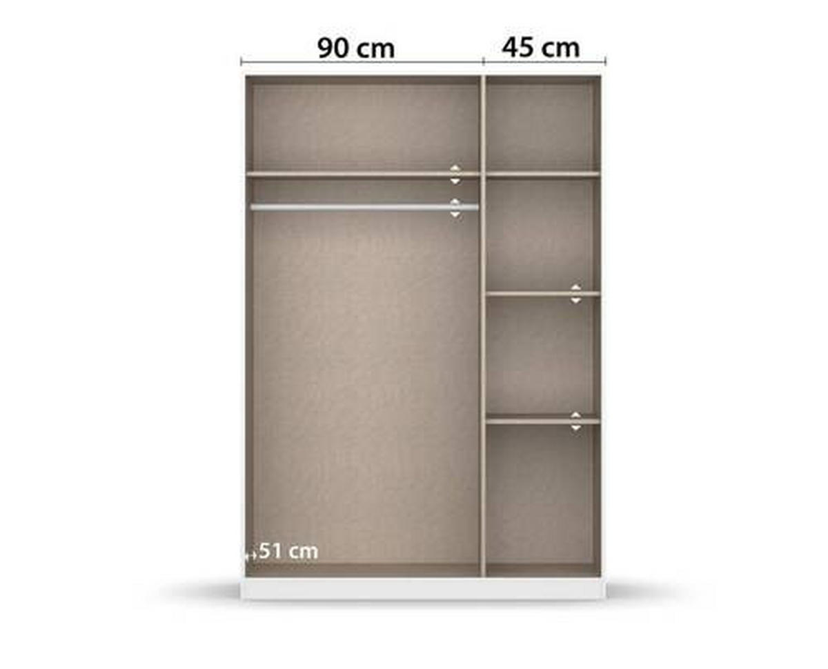 DREHTÜRENSCHRANK 136/210/54 cm 3-türig Weiß, Grau  - Chromfarben/Weiß, MODERN, Holzwerkstoff/Kunststoff (136/210/54cm) - Rauch Möbel