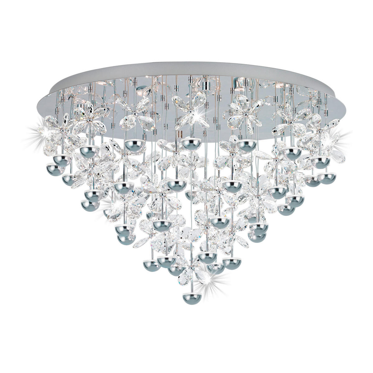 LED-TAKLAMPA 1,8 W 78/52,5 cm  - kromfärg, Klassisk, metall/glas (78/52,5cm) - Eglo