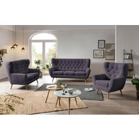OHRENSESSEL in Webstoff Blau  - Blau/Eichefarben, Design, Holz/Textil (87/101/95cm) - Stylife