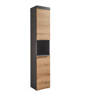 HOCHSCHRANK 36/190/31 cm  - Eichefarben/Schwarz, Basics, Holzwerkstoff/Kunststoff (36/190/31cm) - MID.YOU
