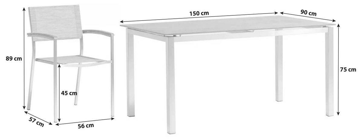 GARTENGARNITUR  - Platinfarben/Braun, Basics, Holzwerkstoff/Textil (150/89/90cm) - Gardenson