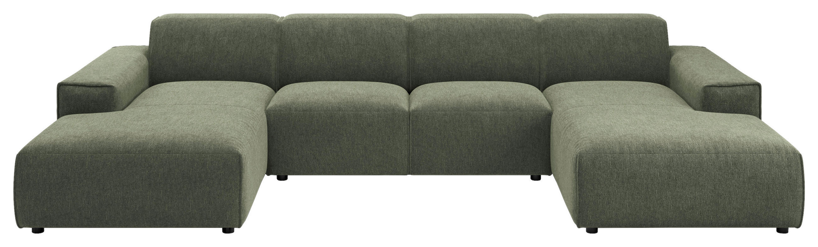 WOHNLANDSCHAFT Olivgrün Chenille  - Schwarz/Olivgrün, MODERN, Kunststoff/Textil (189/340/189cm) - Pure Home Lifestyle