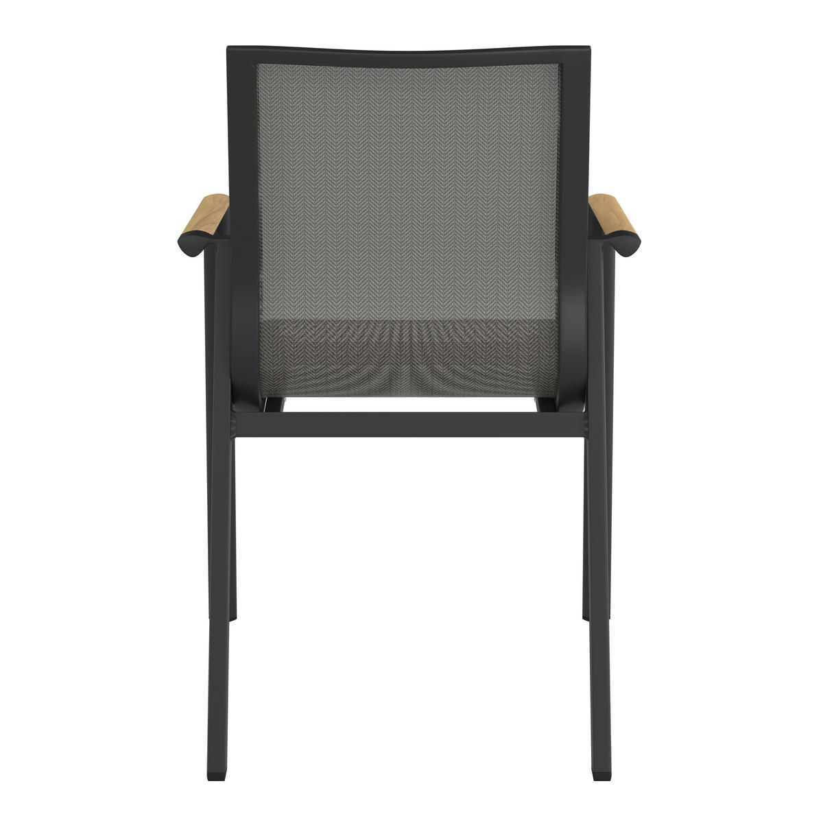 STAPELSESSEL Teakholz Aluminium Anthrazit, Naturfarben, Schwarz  - Anthrazit/Schwarz, Basics, Holz/Textil (57/87/70cm) - Ambia Garden