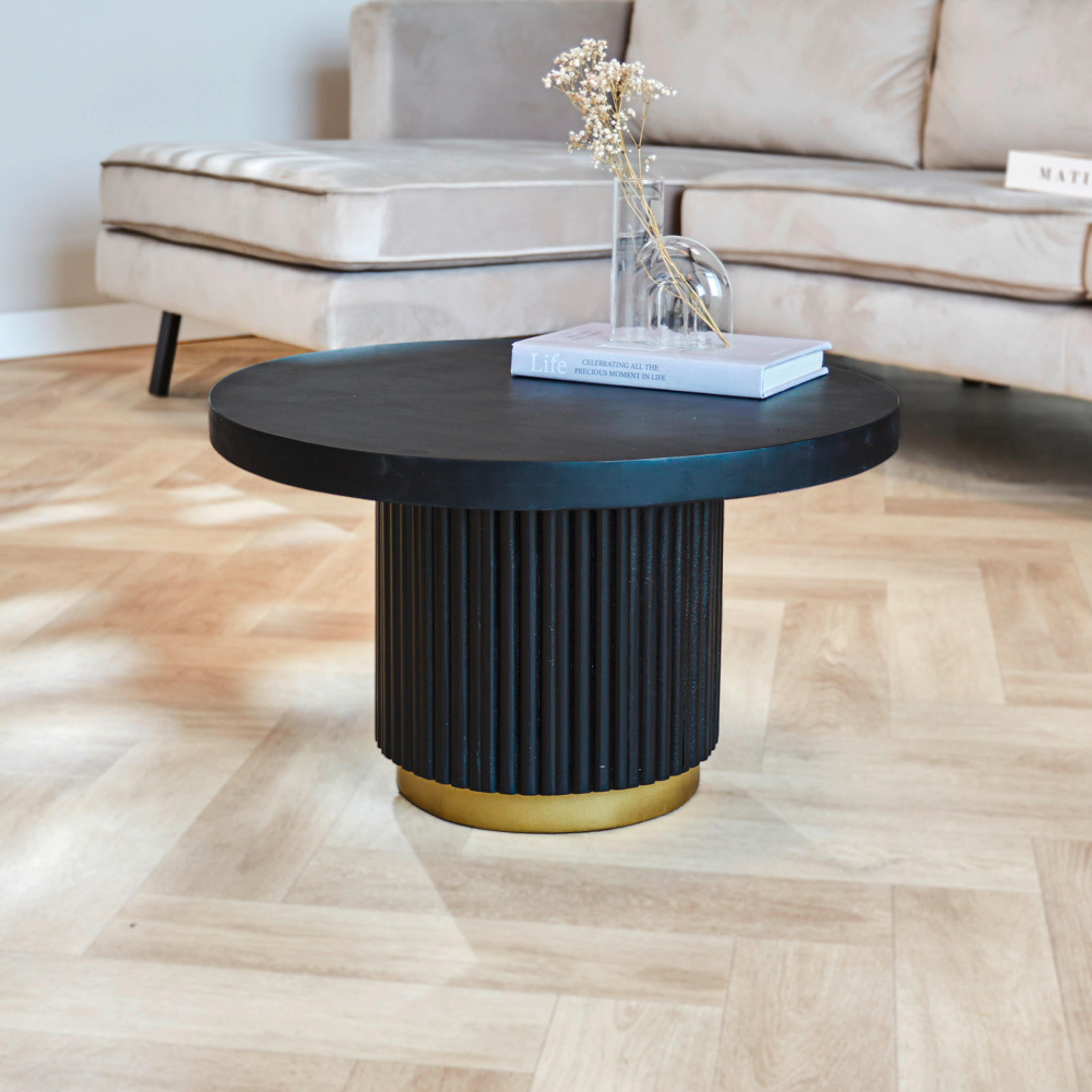 COUCHTISCH in Holz 60/60/36 cm  - Goldfarben/Schwarz, MODERN, Holz (60/60/36cm) - MID.YOU