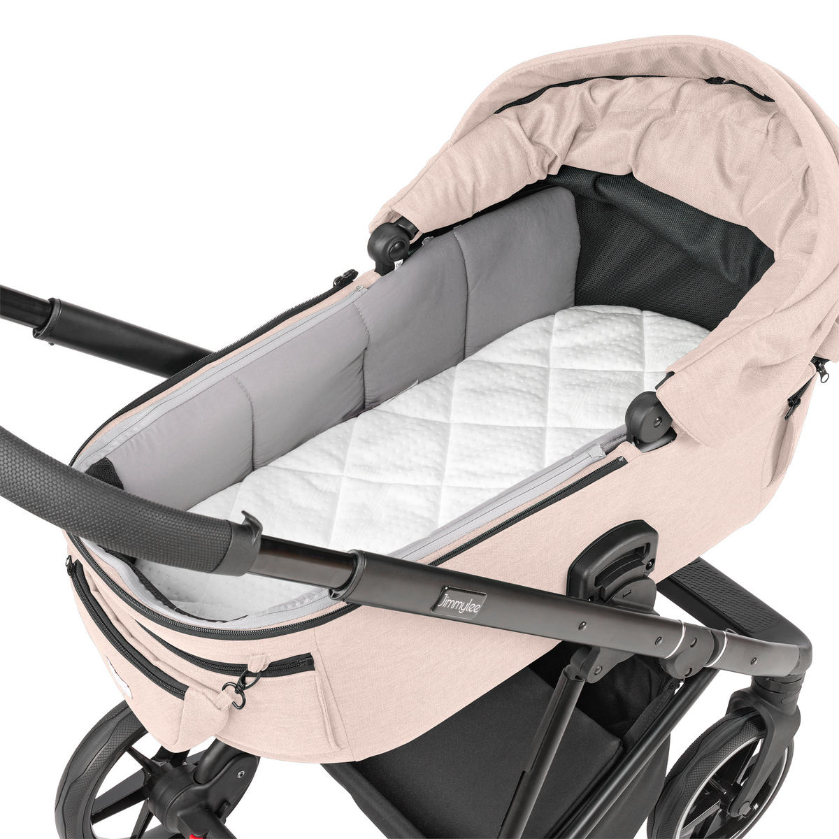 KINDERWAGENSET  - Taupe/Schwarz, Basics, Textil/Metall (57,5/116/101cm) - Jimmylee