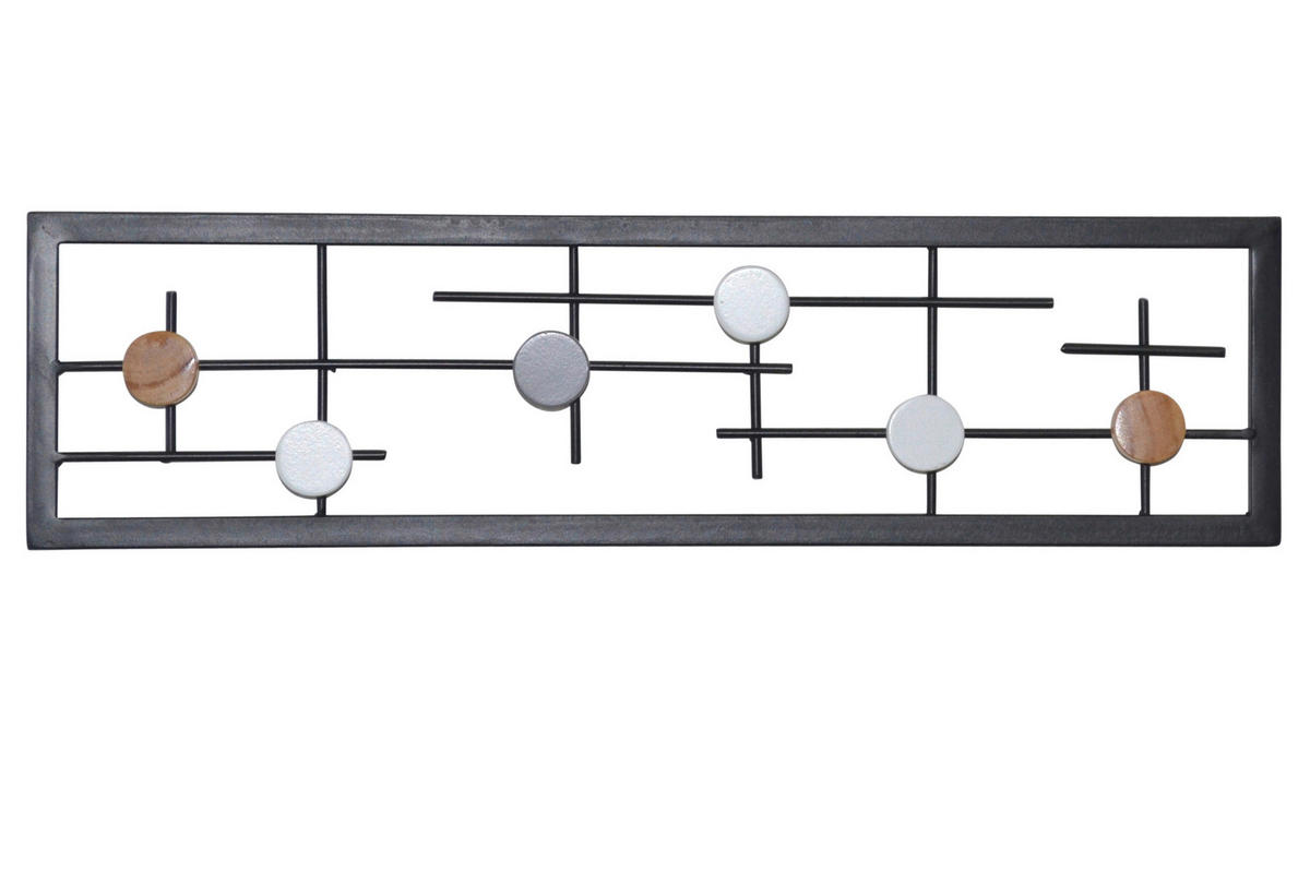 WANDGARDEROBE  in teilmassiv Schwarz, Multicolor  - Multicolor/Schwarz, Design, Holzwerkstoff/Metall (6/60/16cm) - MID.YOU