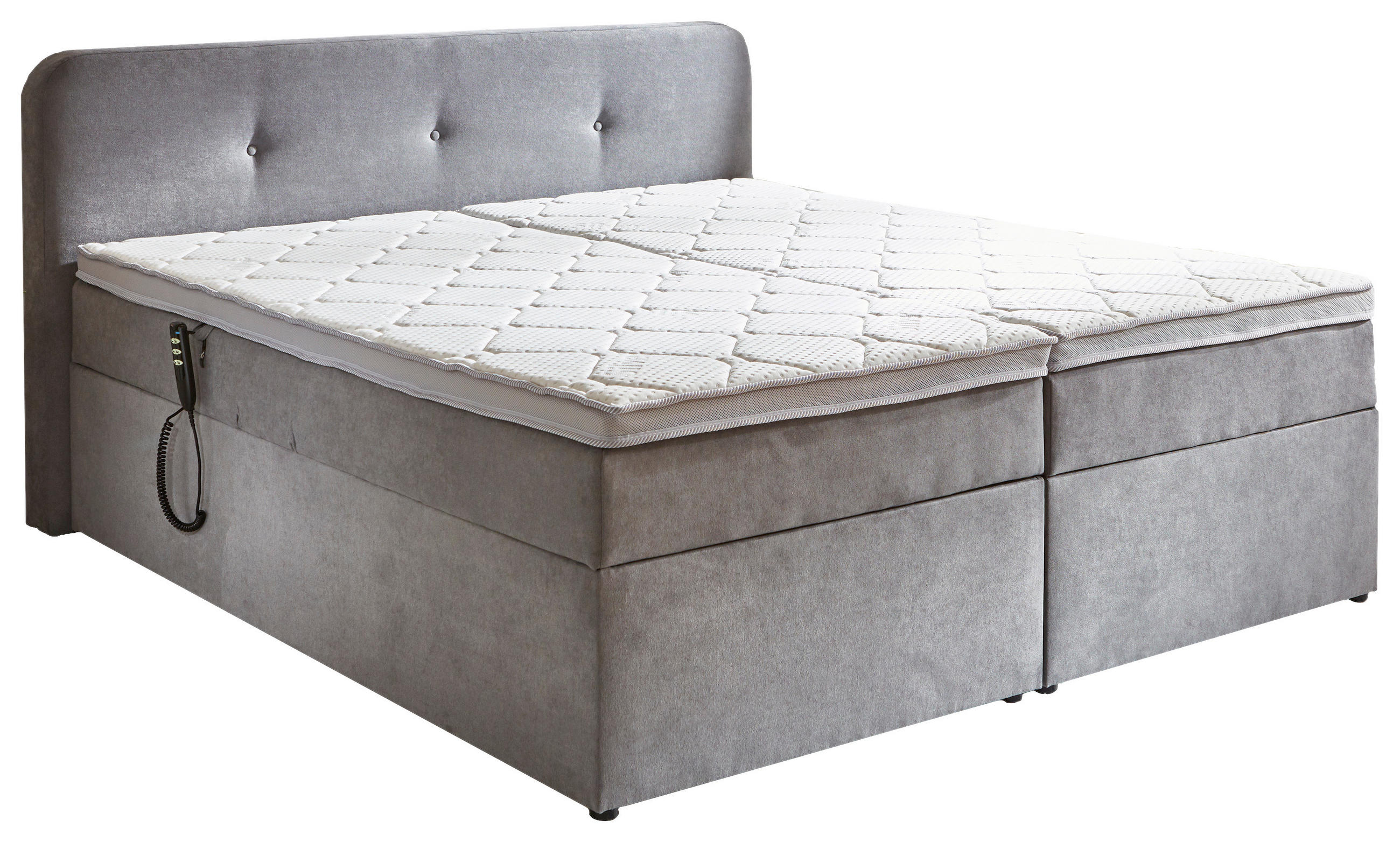 BOXSPRINGBETT 180/200 cm  in Hellgrau  - Hellgrau/Schwarz, KONVENTIONELL, Kunststoff/Textil (180/200cm) - Carryhome