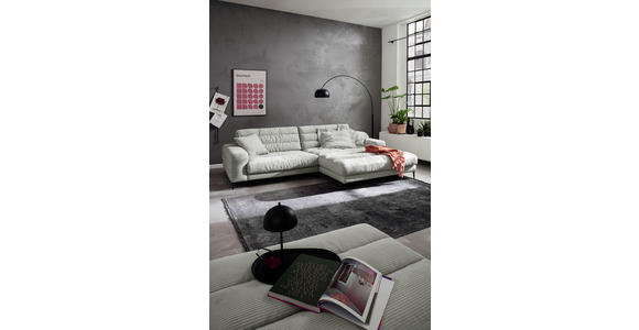 ECKSOFA in Cord Hellgrau  - Hellgrau/Schwarz, Design, Textil/Metall (296/207cm) - Dieter Knoll