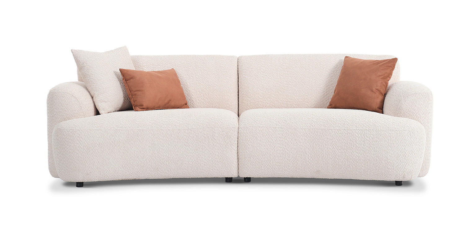 3-SITZER-SOFA Bouclé Creme  - Creme/Schwarz, Design, Kunststoff/Textil (237/77/104cm) - Livetastic