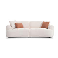 3-SITZER-SOFA in Bouclé Creme  - Creme/Schwarz, Design, Kunststoff/Textil (237/77/104cm) - Livetastic