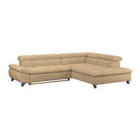 ECKSOFA Sandfarben Chenille  - Sandfarben/Chromfarben, KONVENTIONELL, Textil/Metall (312/234cm) - Livetastic
