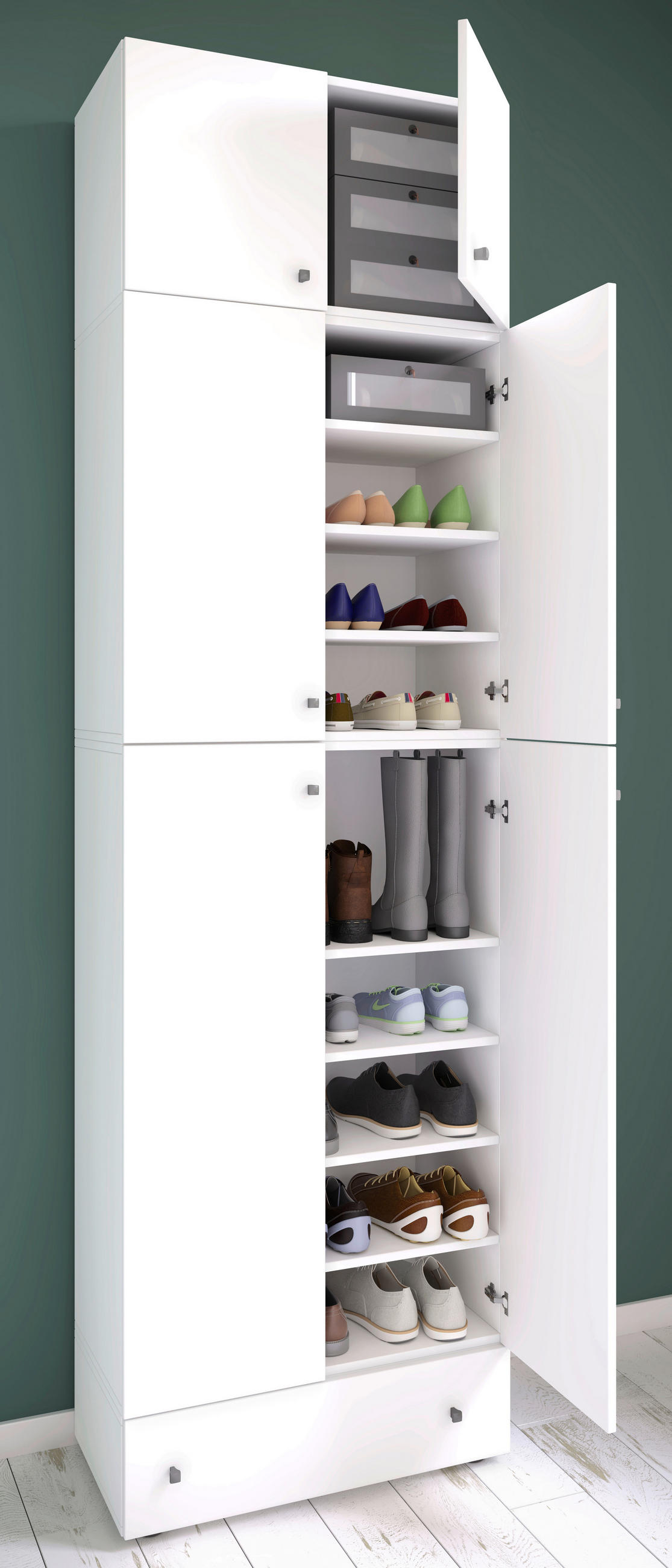 SCHUHSCHRANK in 70/240/39 cm - Schwarz/Weiß, MODERN, Holzwerkstoff/Kunststoff (70/240/39cm) - MID.YOU