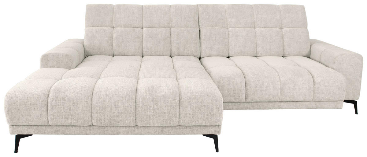 ECKSOFA inkl.Funktionen Perlmutt Chenille  - Perlmutt/Schwarz, MODERN, Textil/Metall (195/300cm) - Xora
