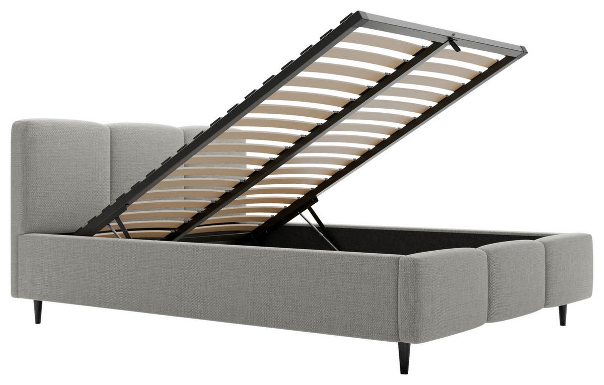 POLSTERBETT Lattenrost, Bettkasten 140/200 cm  in Hellgrau  - Hellgrau/Schwarz, Design, Holz/Textil (140/200cm) - Boxxx
