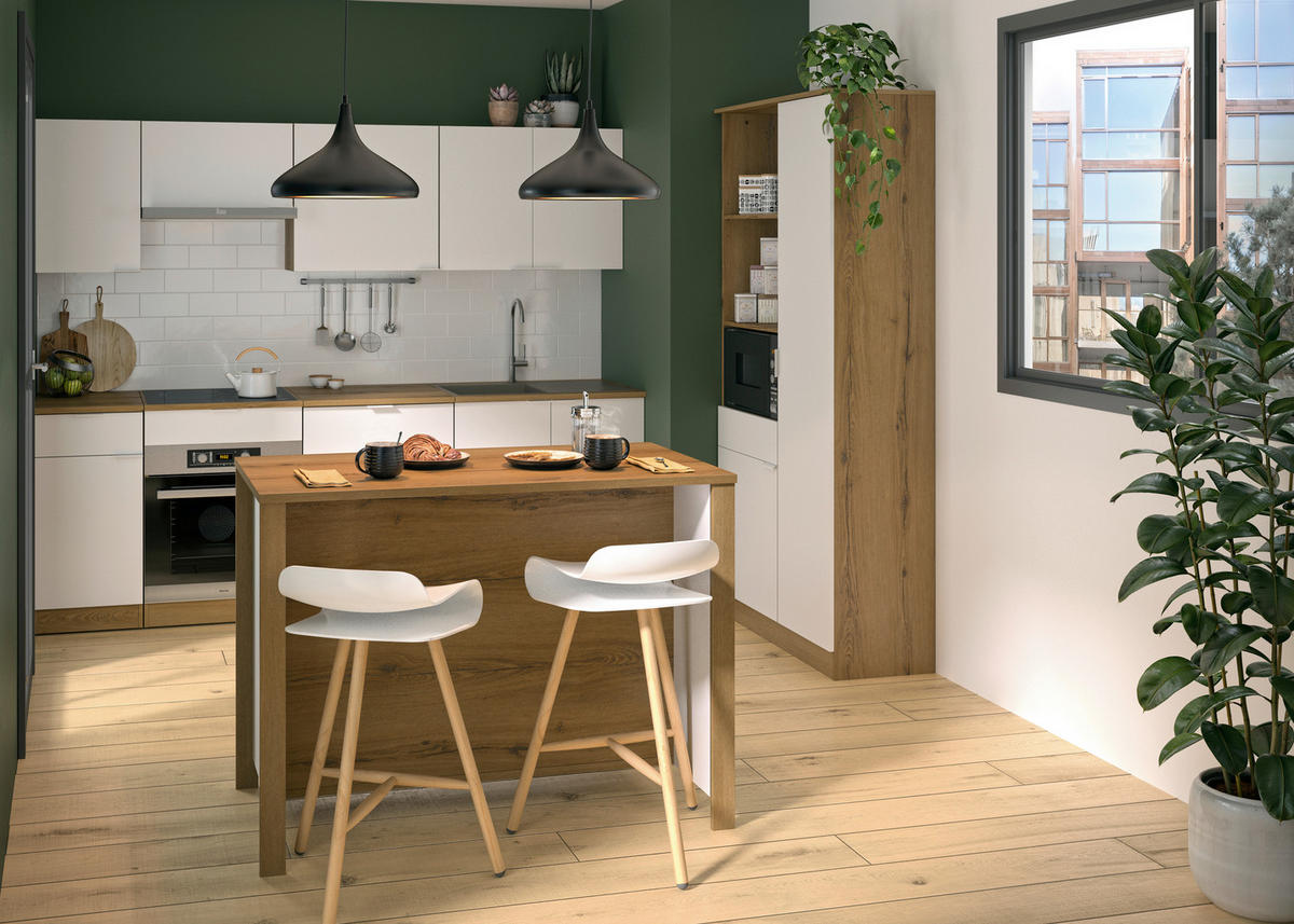 BUFFET 100/200/41 cm  in Weiß, Eichefarben  - Eichefarben/Weiß, Basics, Holzwerkstoff/Metall (100/200/41cm) - MID.YOU