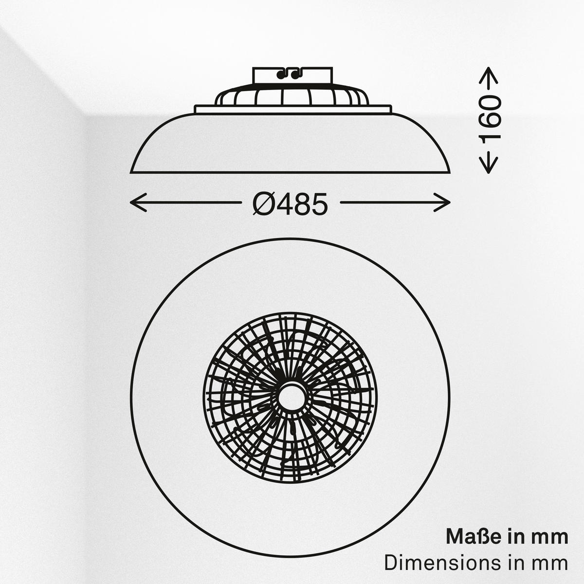DECKENVENTILATOR 48,5/16 cm  - Schwarz/Weiß, Design, Kunststoff (48,5/16cm)