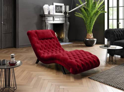 RELAXLIEGE Samt Rot  - Rot/Schwarz, Trend, Holz/Textil (73/75/163cm) - Ambia Home
