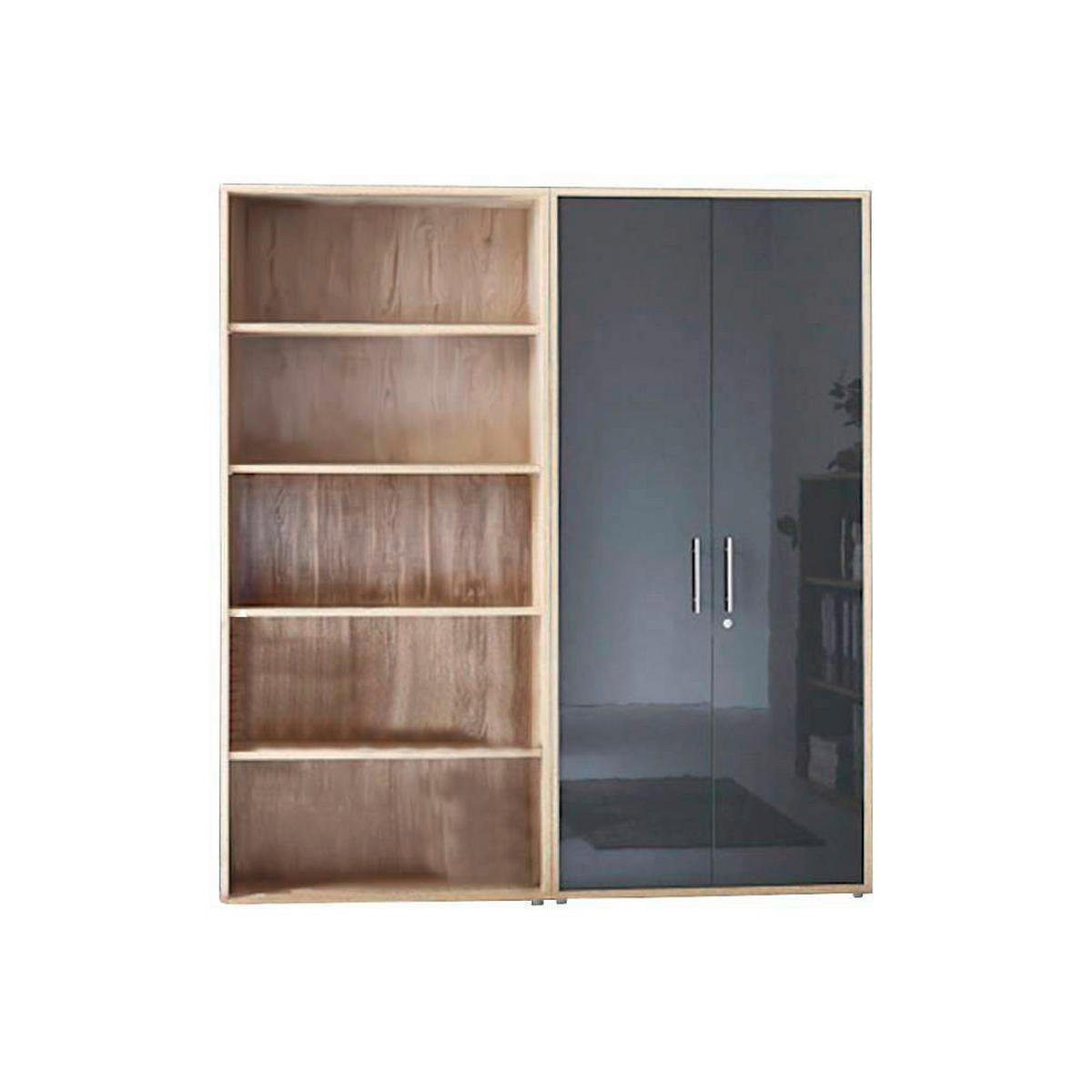 AKTENSCHRANK Sonoma Eiche, Anthrazit Hochglanz  - Anthrazit Hochglanz/Sonoma Eiche, MODERN, Holzwerkstoff (168,8/185,6/33cm) - MID.YOU