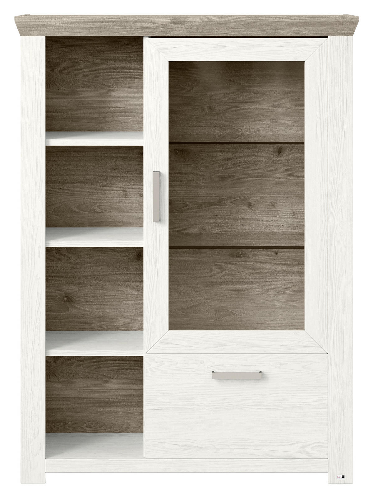 HIGHBOARD  in 104,5/142,6/42,2 cm  - Eichefarben/Weiß, Design, Glas/Holzwerkstoff (104,5/142,6/42,2cm) - SetOne by Musterring