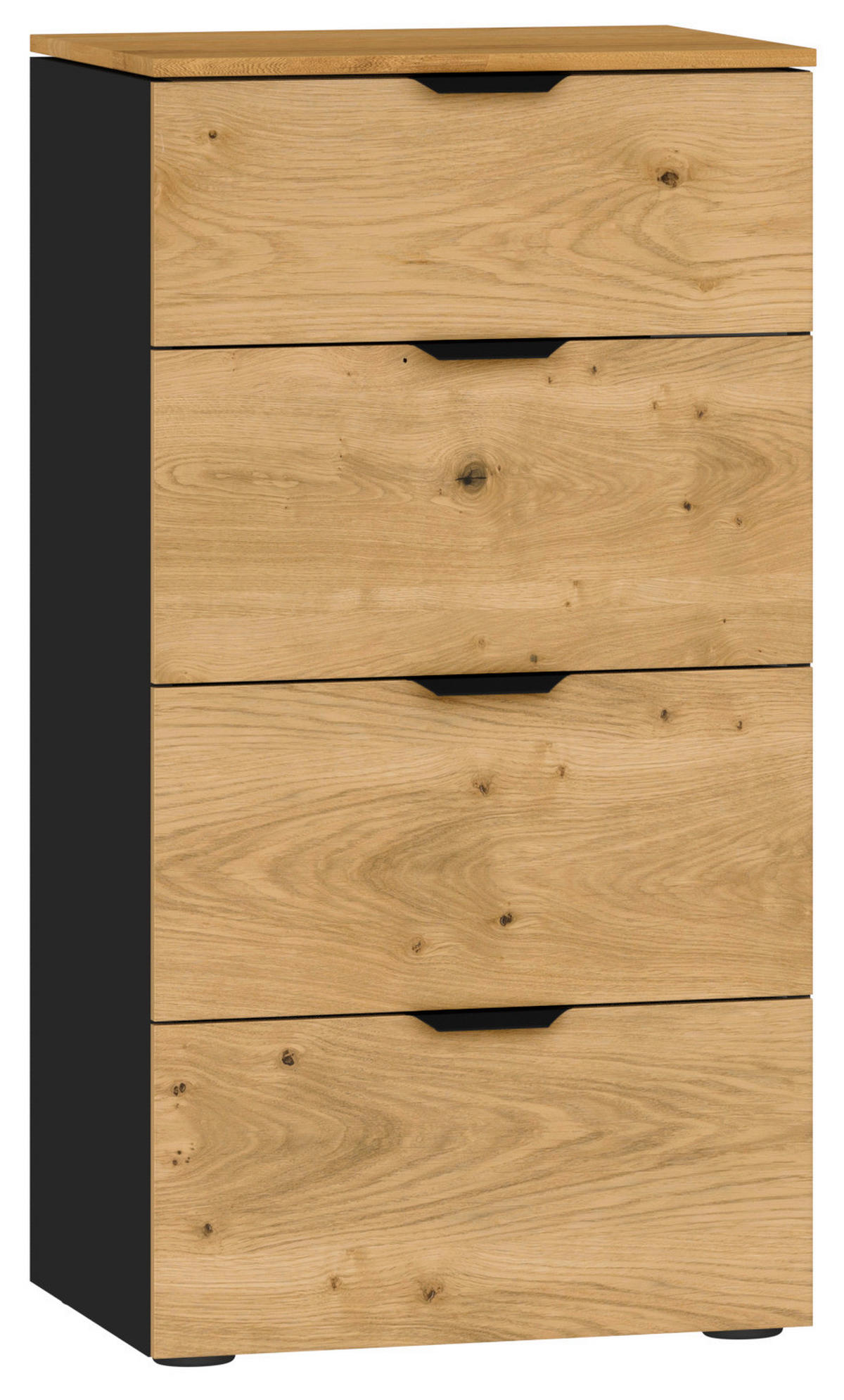 KOMMODE 45/87/43 cm Schwarz, Eichefarben  - Eichefarben/Schwarz, Design, Holz/Holzwerkstoff (45/87/43cm) - Jutzler
